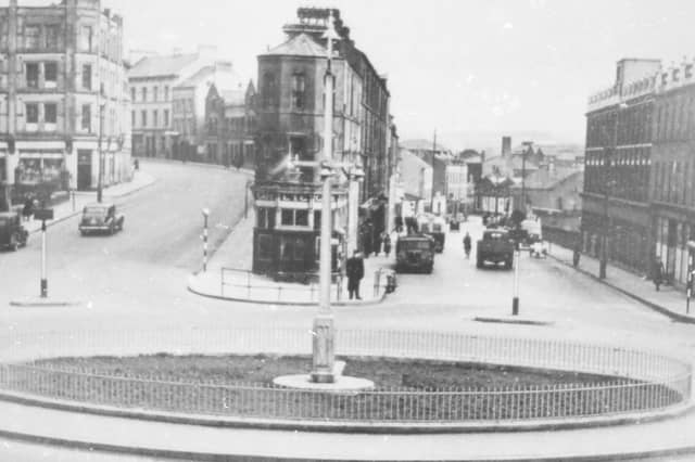Carlisle Road and John Street in the 1940s as seen from the Tillie and Henderson Shirt Factory.