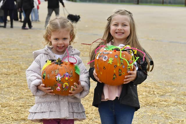 Sophie and Evie were at the Festive Pumpkin Patch at Ebrington Square on Sunday afternoon. Photo: George Sweeney