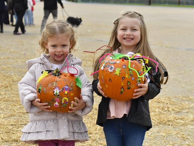 Sophie and Evie were at the Festive Pumpkin Patch at Ebrington Square on Sunday afternoon. Photo: George Sweeney