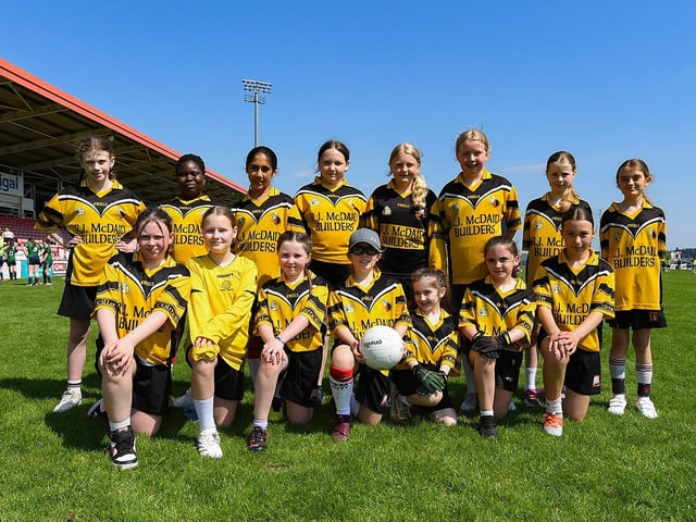 Derry Primary Schools Girls Finals at Celtic Park: Gaelscoil Cholmcille. Photo: George Sweeney.
