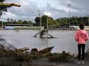 August 2017: General view of the River Faughan at Drumahoe after severe flash flooding that hit homes and businesses and swept away cars back in 2017. Photo by Kelvin Boyes  / Press Eye.