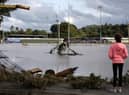 August 2017: General view of the River Faughan at Drumahoe after severe flash flooding that hit homes and businesses and swept away cars back in 2017. Photo by Kelvin Boyes  / Press Eye.