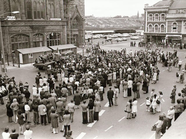 Pictured are people taking part in anti-internment demonstrations across Derry in August 1975 on the anniversary of the introduction of internment without trial in the north of Ireland four years earlier on August 9, 1971. Photos: Derry Journal.