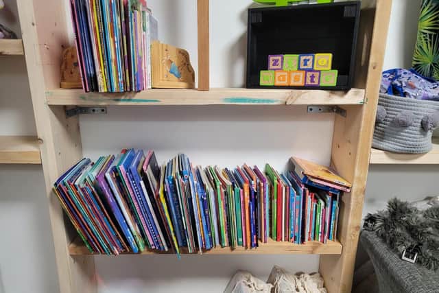 A book library in the Toy Library.