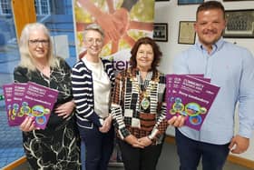 Pictured at the launch of Extern's new mental health crisis cafe and community resource directory are (from left) Margaret Colhoun (Assistant Manager, Community Crisis Intervention Service), Sharon Hearty (Director of Policy & Development, Extern), Mayor COLR Patricia Logue and Tiernan Thornton (Manager, Community Crisis Intervention Service)