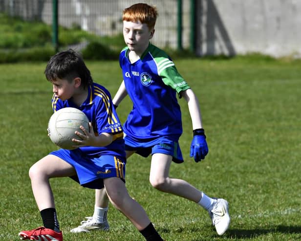 Our Lady of Fatima PS against Sacred Heart PS (2) in the Cumann na mBunscol Derry city championships qualifiers held in Pairc Na Piarsaigh.  Photo: George Sweeney