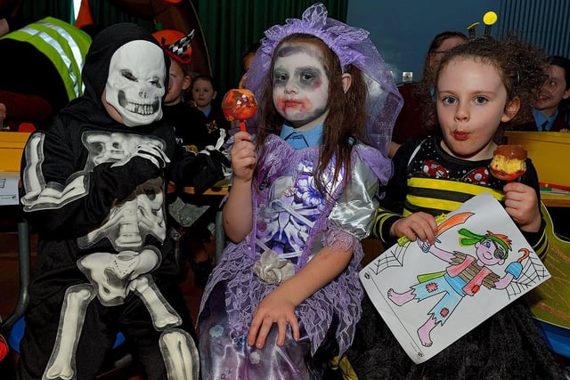 Scary costumes at the St Eithne's Primary School Halloween picnic held on Wednesday afternoon last.  Photo: George Sweeney.  DER2243GS  049