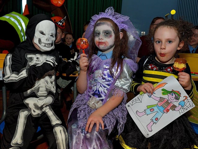Scary costumes at the St Eithne's Primary School Halloween picnic held on Wednesday afternoon last.  Photo: George Sweeney.  DER2243GS  049