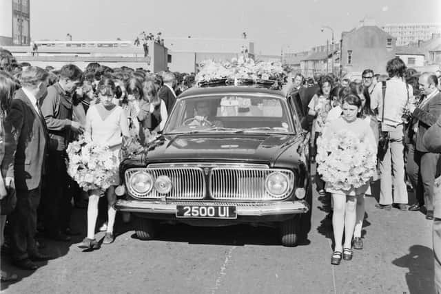 The funeral cortege of Annette McGavigan in September 1971. (Photo: Derry Journal archive)