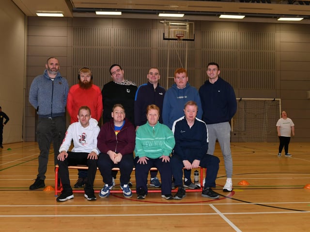 The Action Mental Health New Horizons cricket team that participated in the Cricket Blitz held in the Foyle arena on Monday afternoon. Photograph: George Sweeney