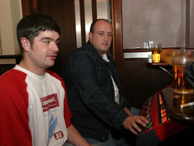 Daniel Brace and Jason Salvesen enjoying a pint at Ice Wharf