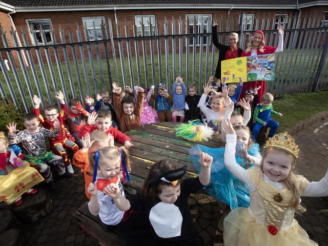 Mrs. Molloy's Nursery Class at Greenhaw Primary School celebrates World Book Day in style. (Photos: Jim McCafferty Photography)