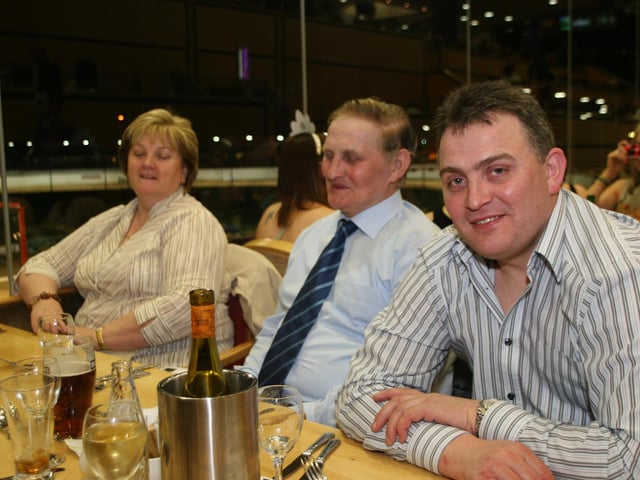 Enjoying a night out at the Lifford Stadium in March 2005.