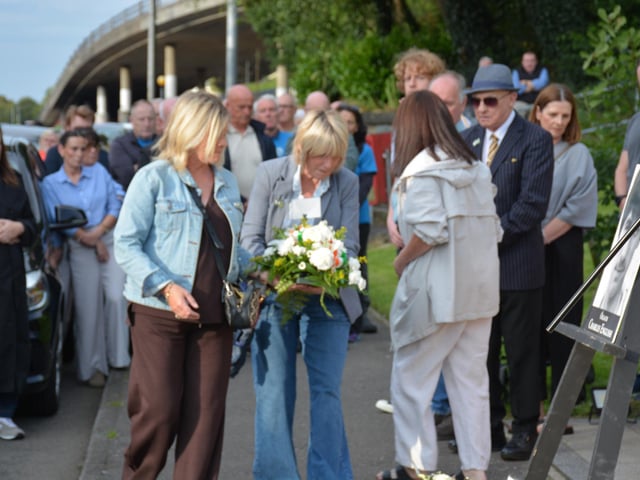 Floral wreaths were laid at the republican monument in memory of Charles English