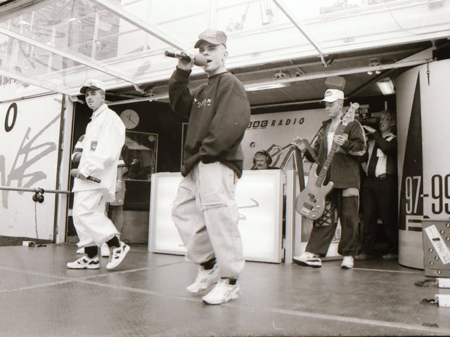 East 17 performing in Derry in July 1993.
