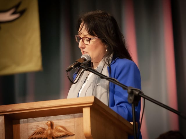 St. Columb's College Principal, Mrs. Caroline McLaughlin addressing prospective pupils and their parents during Saturday's Open Day. (Photos: Jim McCafferty Photography) : .