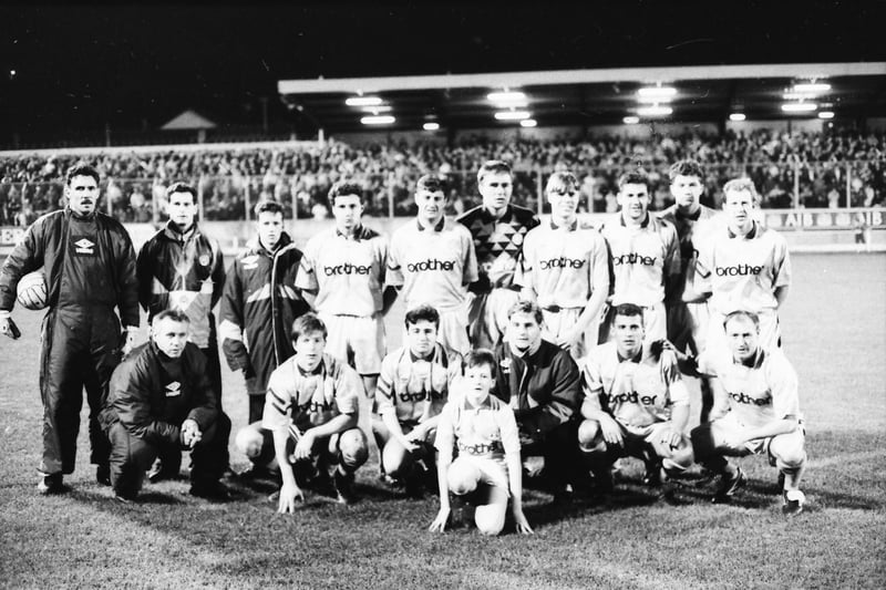 The Manchester City side that lined out against Derry at the Brandywell in January 1992.