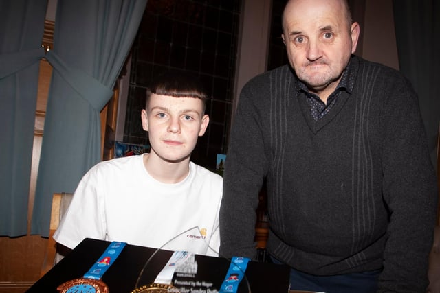 Kyle pictured with his coach Gary Kelly during Thursday night’s event in the Guildhall.