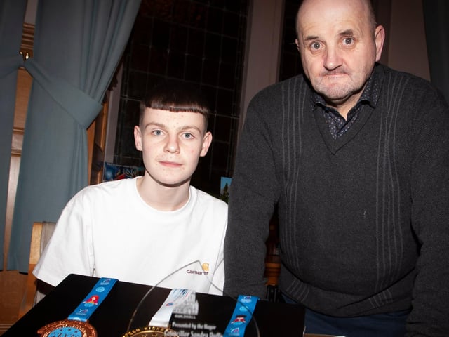 Kyle pictured with his coach Gary Kelly during Thursday night’s event in the Guildhall.