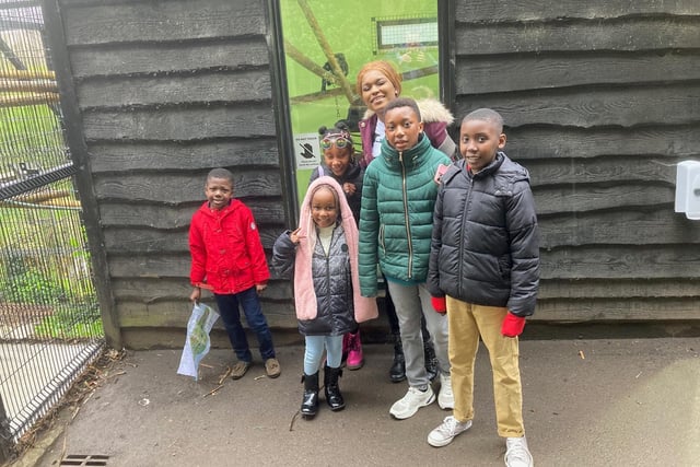 Beauty Pessu and her children enjoying the zoo.
