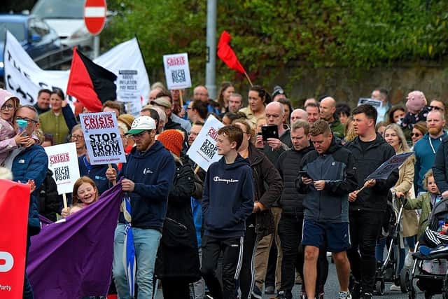 Some of the attendance at a previous Derry Against Fuel Poverty march and rally: George Sweeney. DER2239GS – 113
