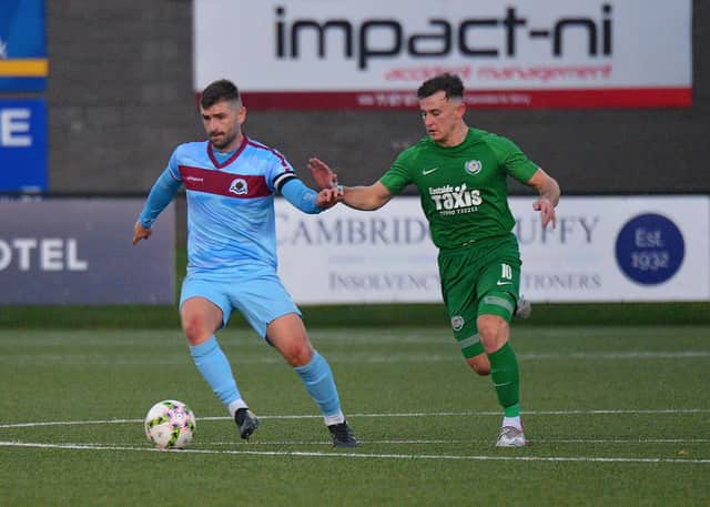 Institute captain Cormac Burke (left) will need to be at his best against Ballyclare Comrades.