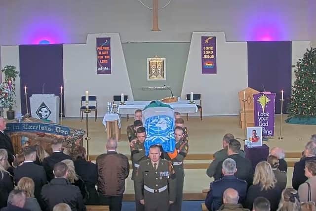 Private Sean Rooney's funeral Mass took place in Dundalk, before burial in Newtowncunningham, Co. Donegal.