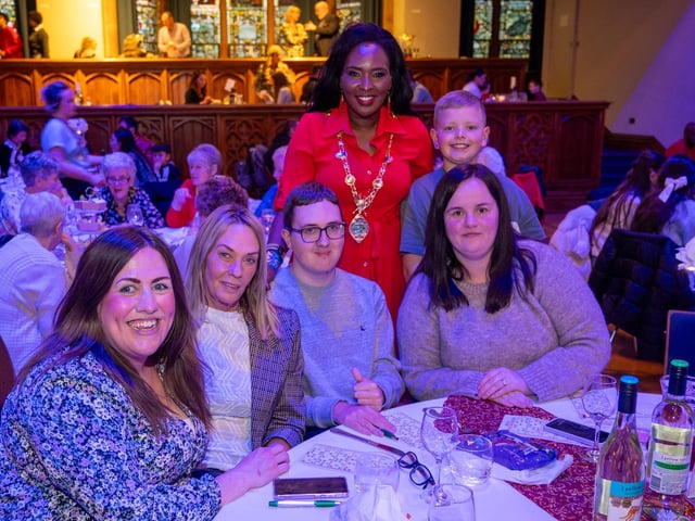 The Mayor Councillor Lilian Seenoi-Barr hosted a Christmas Community event at the Guildhall for people from across the Derry City and Strabane District Council area on Sunday. Picture Martin McKeown. 01.12.24 : Mayor's Community Christmas Party