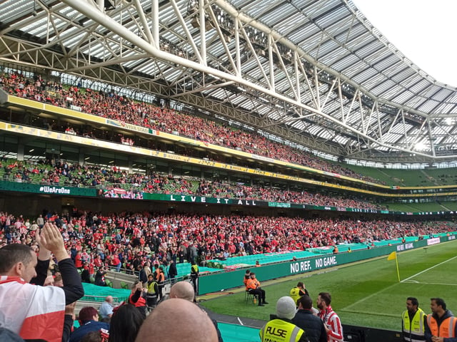 Fans enjoying the electric atmosphere in the Aviva Stadium on Sunday, November 13 for the FAI Cup Final.