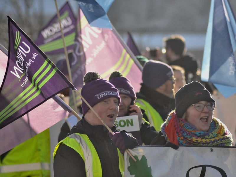 Striking public sector workers in Derry.