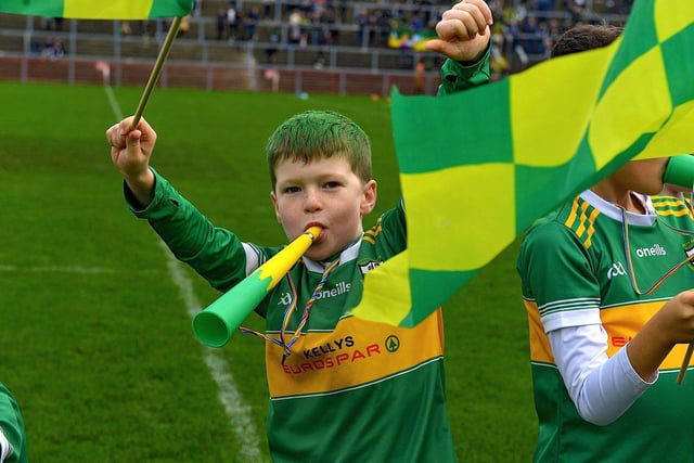 A young Watty Graham’s fan enjoys the Ulster Senior Club Championship quarter- final in Celtic Park on Sunday afternoon last. Photo: George Sweeney.  DER2246GS – 034