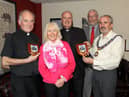 2013: The Mayor of Limavady, Councillor Gerry Mullan welcoming Rev David Armstrong and Fr. Kevin Mullan to the Mayor's Parlour.