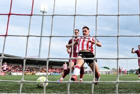 Gavin Whyte of Derry City attempts to connect to a cross during the 1-1 draw with Galway at Brandywell. Photo by Ramsey Cardy/Sportsfile