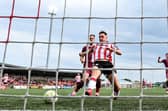 Gavin Whyte of Derry City attempts to connect to a cross during the 1-1 draw with Galway at Brandywell. Photo by Ramsey Cardy/Sportsfile