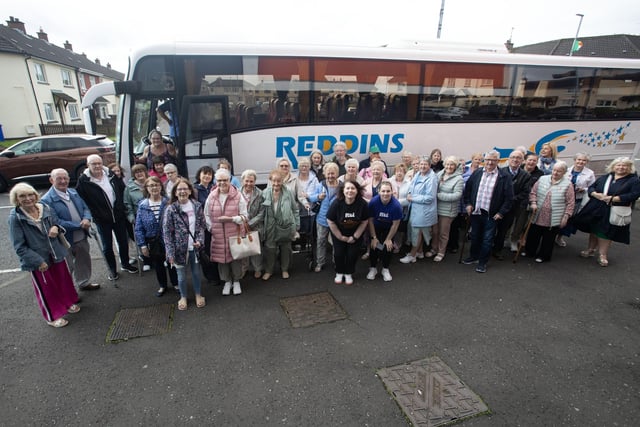 Group pictured at the Old Library Trust, Creggan on Monday before departing on the annual Féile 24 Bus Run to Donegal Town. (Photos: Jim McCafferty Photography)
