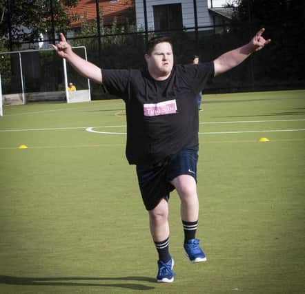 Goal celebrations from the TIP Titans centre forward during last week's Peace Games competition.