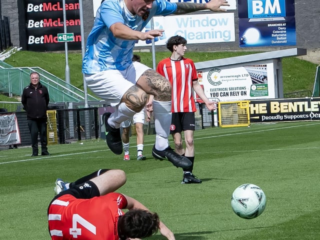 Action from Saturday's SmartPAYni D&D Jimbo Crossan Cup final at Brandywell between Tristar and Phoenix Athletic. (Photos: Jim McCafferty Photography)