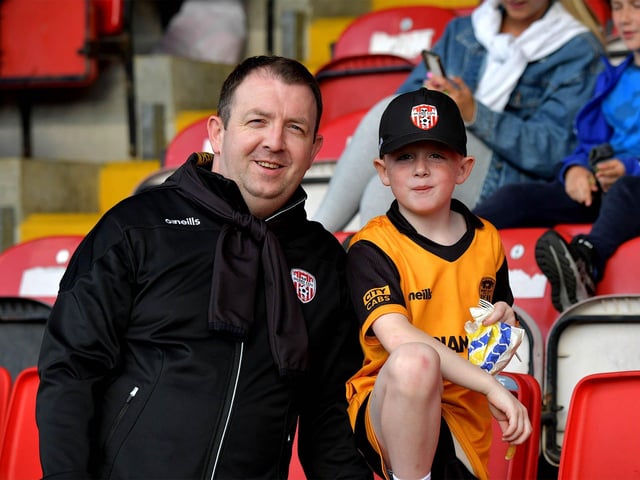 Derry City fans at the game against Sligo Rovers on Friday evening. Photo: George Sweeney. DER2327GS – 038