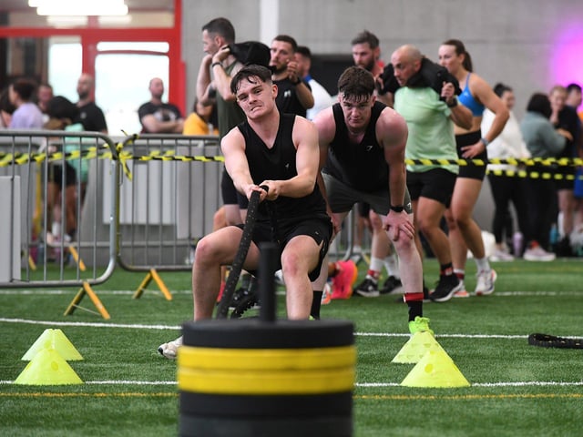 Competitor in the Hyrox Fitness Challenge held at Sean Dolans GAC on Saturday. Photograph: George Sweeney