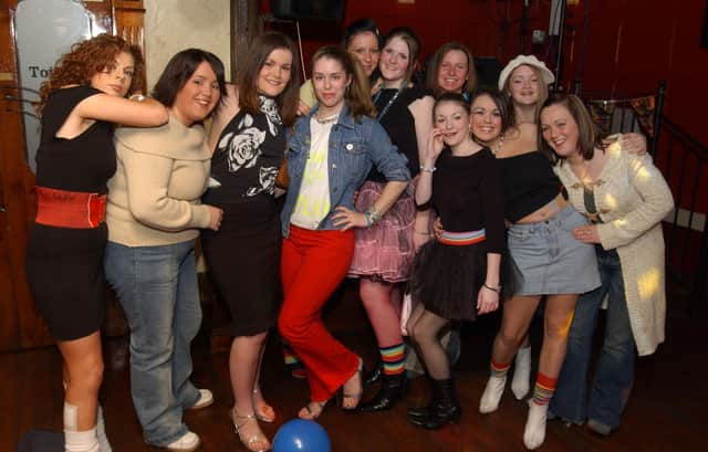 Laura McClintock, with all her friends who celebrated her birthday in the Dungloe bar.