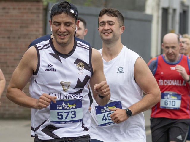 Miceal O'Donnell enjoying his run at the Half Marathon. (Photo: North West Newspix)