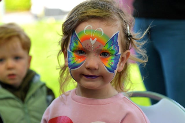 Caragh had her face painted at the NW Migrants Forum’s ‘Celebrate Family – Connect Communities’ fun day at Coshquin on Sunday afternoon last. Photo: George Sweeney.  DER2320GS – 11  
