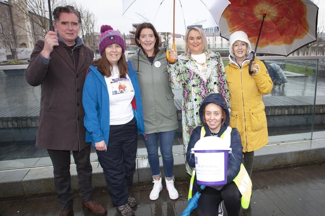 The Mayor, Sandra Duffy pictured with members of Ruby’s family before the start of the walk in her memory at Ebrington Square.