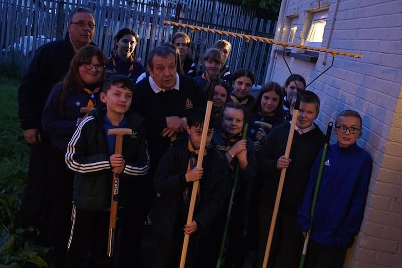 Creggan Scouts and Boys Brigade members taking part in the Live Here Love Here 'Branching Out!' project with leaders Charlie McChrystal (scouts) and Victor Montgomery (Boys Brigade).