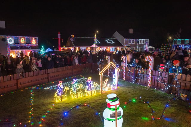 Some of the Christmas Lights at Steelstown which the Mayor, Councillor Patricia Logue officially switched on. Picture Martin McKeown. 01.12.23