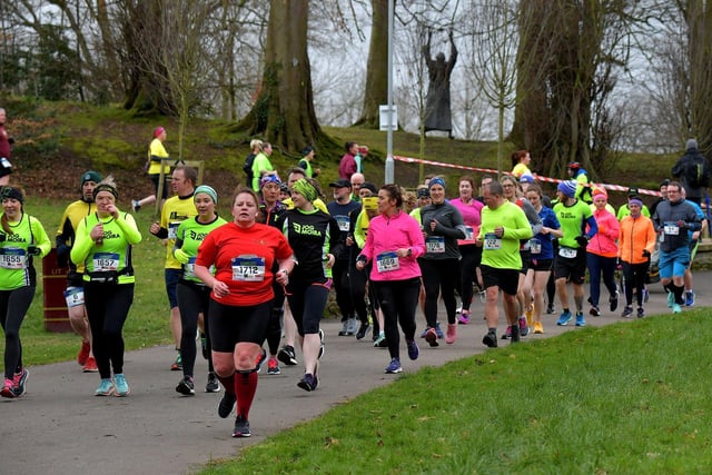 Runners make their way through St Columb’s Park during the Bentley Group Derry 10 Miler road race on Saturday morning. Photo: George Sweeney. DER2310GS – 108