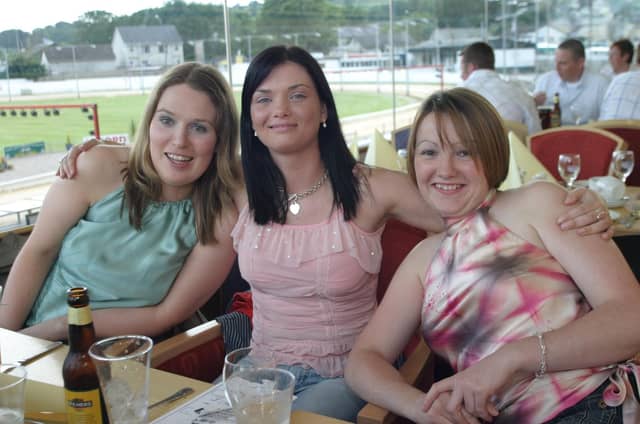 People enjoying a day out at the greyhound races in Lifford, County Donegal 20 years ago back in June 2004.