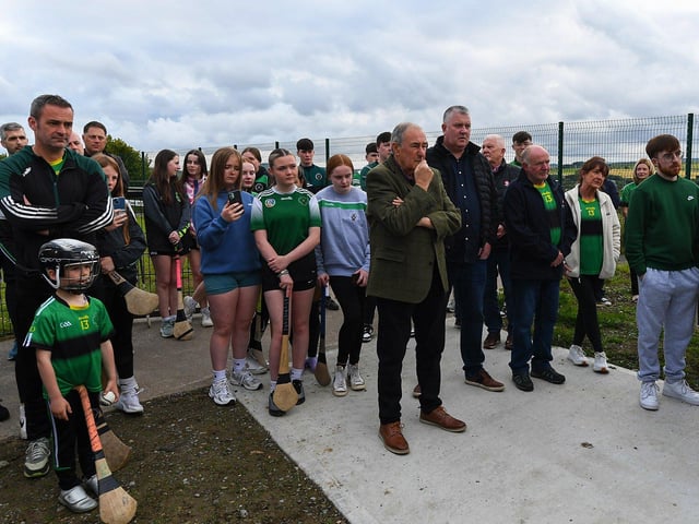 Some of the attendance at the official opening of the Aodan O’Donnell Gym at Na Magha CLG. Photo: George Sweeney