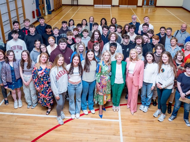 Students, Staff and parents from Lumen Christi College on A-level Results Day 2024.