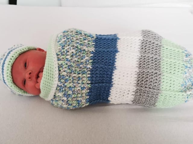 Baby Caleb Campbell from Maguiresbridge born at SWAH on Easter Sunday at 3:53am weighing 8lbs 13oz
